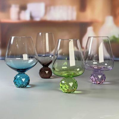 Hand-blow Wine Glass With Crystal Base Color Gradient Unique Wine Glass For Gift For  Party