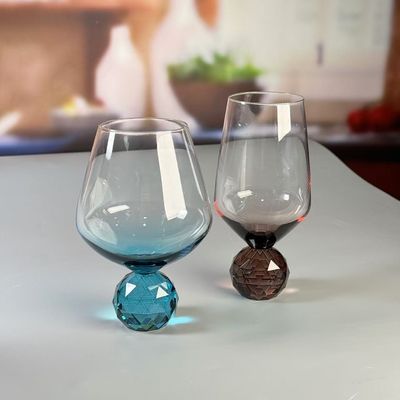 Hand-blow Wine Glass With Crystal Base Color Gradient Unique Wine Glass For Gift For  Party