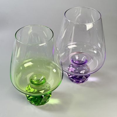 Hand-blow Wine Glass With Crystal Base Color Gradient Unique Wine Glass For Gift For  Party