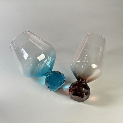 Hand-blow Wine Glass With Crystal Base Color Gradient Unique Wine Glass For Gift For  Party