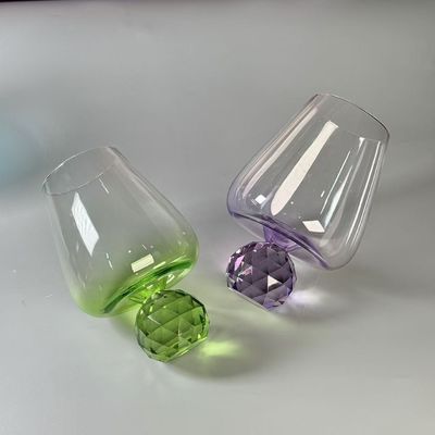 Hand-blow Wine Glass With Crystal Base Color Gradient Unique Wine Glass For Gift For  Party