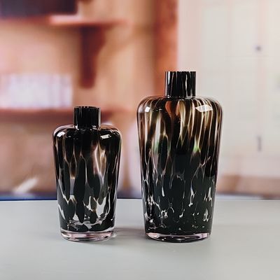 Handmade Amber Glass Vase Modern Unique Vase for Table Centerpiece Decorative Flower Vases for Home Office Wedding(S size)