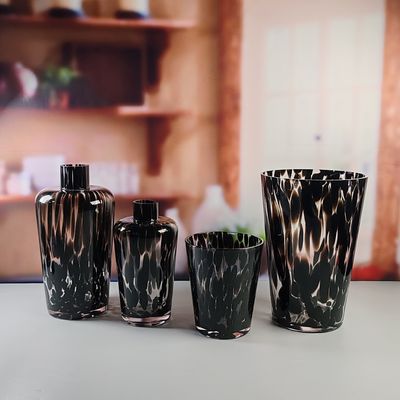 Handmade Amber Glass Vase Modern Unique Vase for Table Centerpiece Decorative Flower Vases for Home Office Wedding(S size)