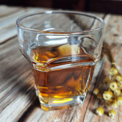 Transparent Square Bottom 10 Oz Whiskey Glasses For Home