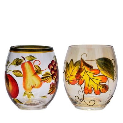 Egg Shaped Beautiful Color Glass Cylinder Candle Holders , Glass Votive Candle Holders