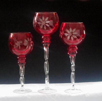 Tulip Shape Long Stem Candle Holders With Engrave Pattern