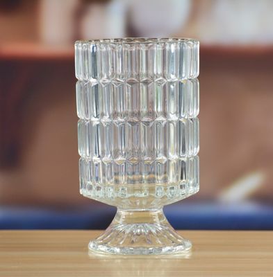 Heavy Duty Foot Pillar Glass Candle Holders , Clear Glass Candle Holders As Flower Vase
