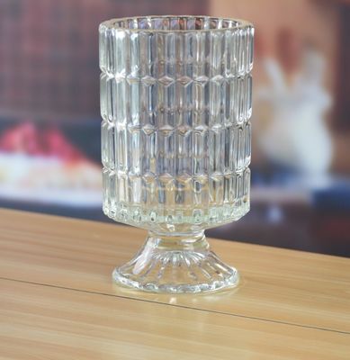 Heavy Duty Foot Pillar Glass Candle Holders , Clear Glass Candle Holders As Flower Vase