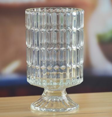 Heavy Duty Foot Pillar Glass Candle Holders , Clear Glass Candle Holders As Flower Vase