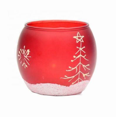 Handpainted Christmas Snowflake Glass Cylinder Candle Holders