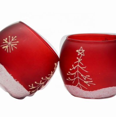 Handpainted Christmas Snowflake Glass Cylinder Candle Holders