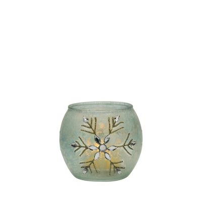 Handpainted Christmas Snowflake Glass Cylinder Candle Holders