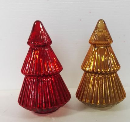 Handblown LED Holiday Glass Candle Holders Christmas Tree Pattern