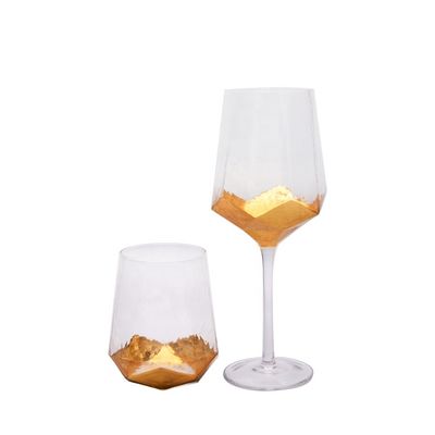 Customize Stemless Gold Foil Decorated Crystal Wine Glass