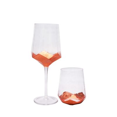Customize Stemless Gold Foil Decorated Crystal Wine Glass