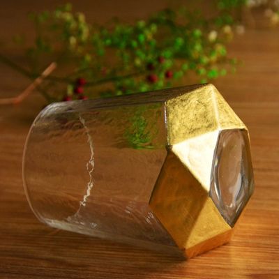Customize Stemless Gold Foil Decorated Crystal Wine Glass