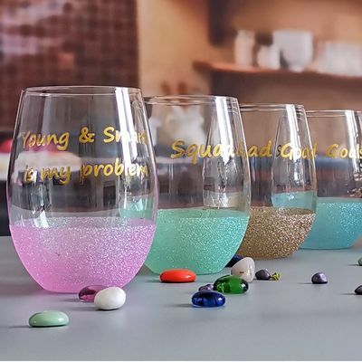 LFGB 450ml Wine Glass , Crystal Wine Glass For Anuversery Party