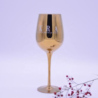 Gold Plated 16oz Crystal Wine Glass With Decal Logo For Gift
