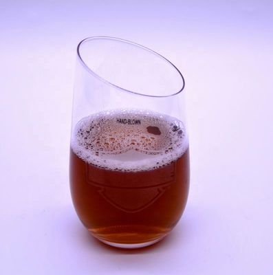 Bevel Oblique Edge Stemless Crystal Wine Glass With Angle Top