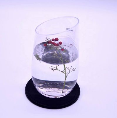Bevel Oblique Edge Stemless Crystal Wine Glass With Angle Top