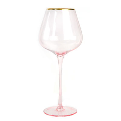 Gold Rim Pink Crystal Wine Glass For Holiday Party