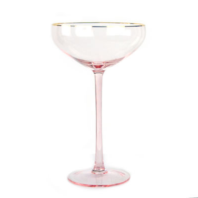 Gold Rim Pink Crystal Wine Glass For Holiday Party