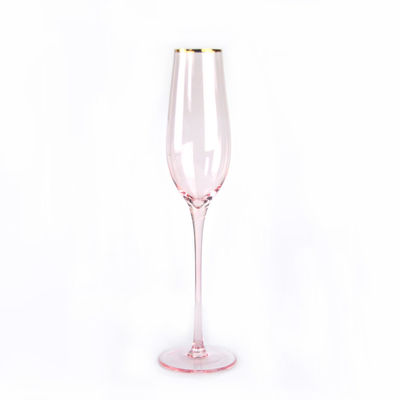 Gold Rim Pink Crystal Wine Glass For Holiday Party
