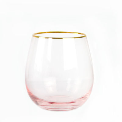 Gold Rim Pink Crystal Wine Glass For Holiday Party