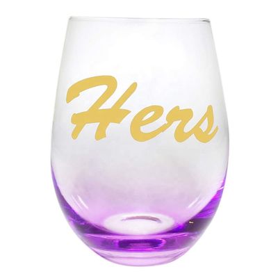 Egg Shape  Stemless Clear Wine Glass ，Clear Stemless Wine Glasses With Golden Fonts