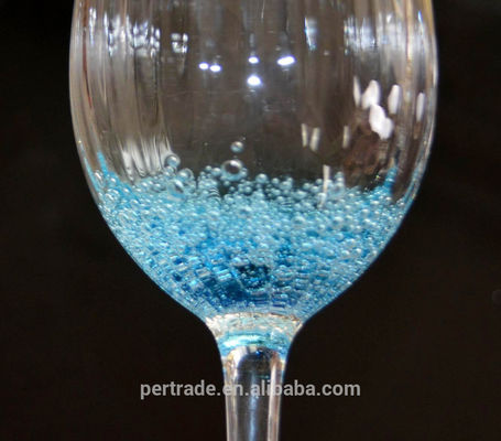 Handmade Ocean Blue Wine Goblet Glass With Sparkling Bubbles
