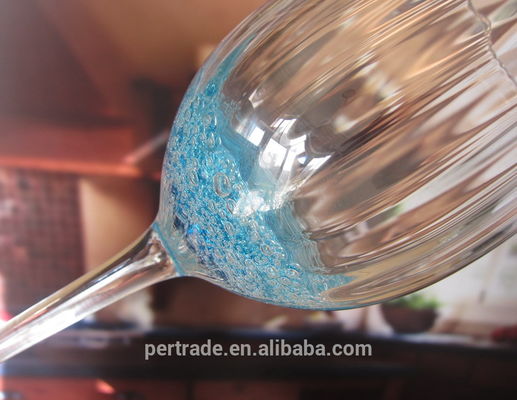 Handmade Ocean Blue Wine Goblet Glass With Sparkling Bubbles