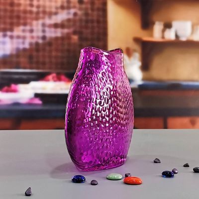 Home Decoration 8" Fish Style Vintage Pink Glass Vase