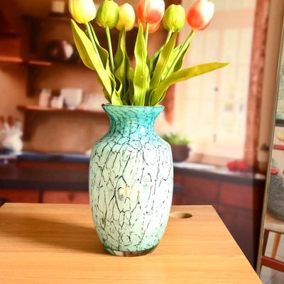 Oriental Color Marble Decorative Glass Vase , Tall Centerpiece Vases For Hotle