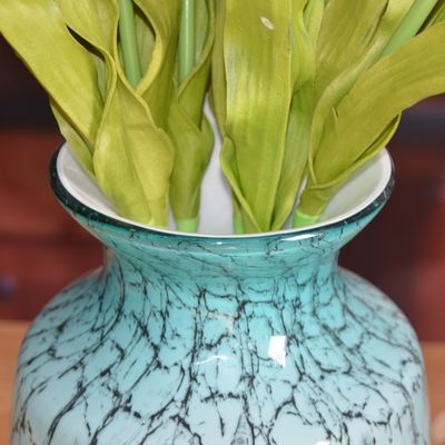 Oriental Color Marble Decorative Glass Vase , Tall Centerpiece Vases For Hotle