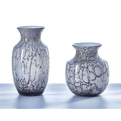 Oriental Color Marble Decorative Glass Vase , Tall Centerpiece Vases For Hotle