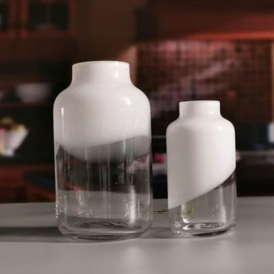 Hand Made Solid White Top Half Ceramic Glass Jar Vase