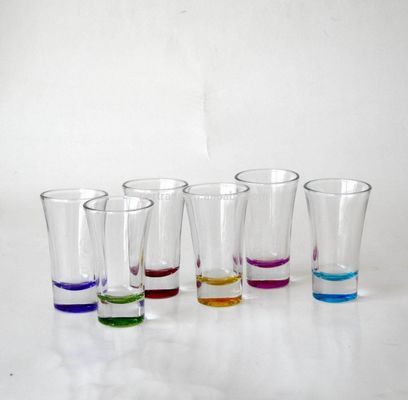 Handpainted Rainbowl Bottom Crystal Shot Glasses For Pub