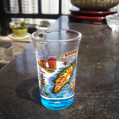 Logo Printed Clear  Unique Shot Glasses With Color Decal