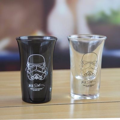 Logo Printed Clear  Unique Shot Glasses With Color Decal