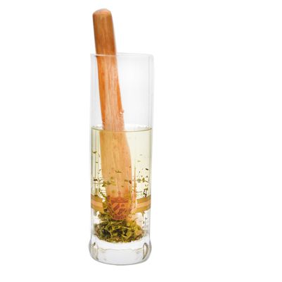 8" Cylinder Crystal Cocktail Glasses With Wood Pestle