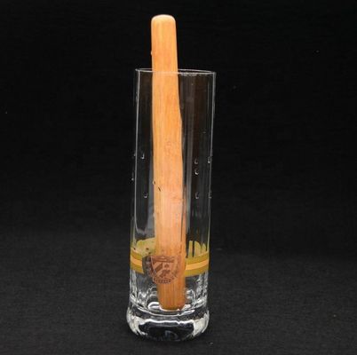 8" Cylinder Crystal Cocktail Glasses With Wood Pestle