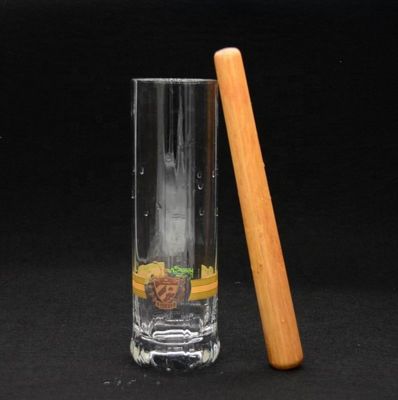 8" Cylinder Crystal Cocktail Glasses With Wood Pestle
