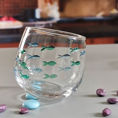 Engraved Color Paint Short Tumbler Glass For Beverage