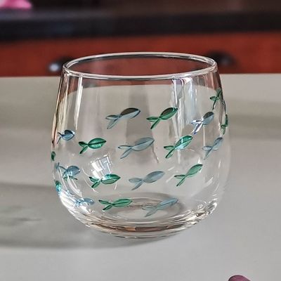 Engraved Color Paint Short Tumbler Glass For Beverage