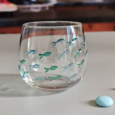 Engraved Color Paint Short Tumbler Glass For Beverage