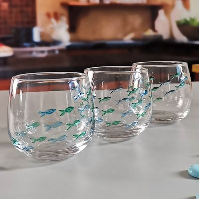 Engraved Color Paint Short Tumbler Glass For Beverage