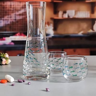 Engraved Color Paint Short Tumbler Glass For Beverage