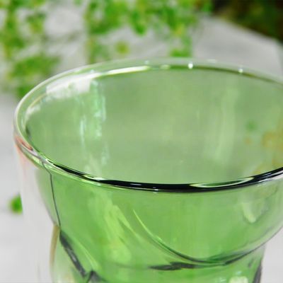 Green Borosilicate Double Layer Colored Drinking Glasses
