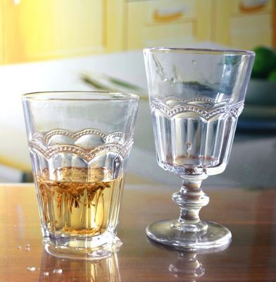 Stemless Embossed Multiple Tangent 10 Oz Glass Tumbler