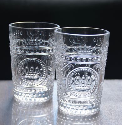 8Oz Crown Design Embossed Tumbler Drinking Glasses